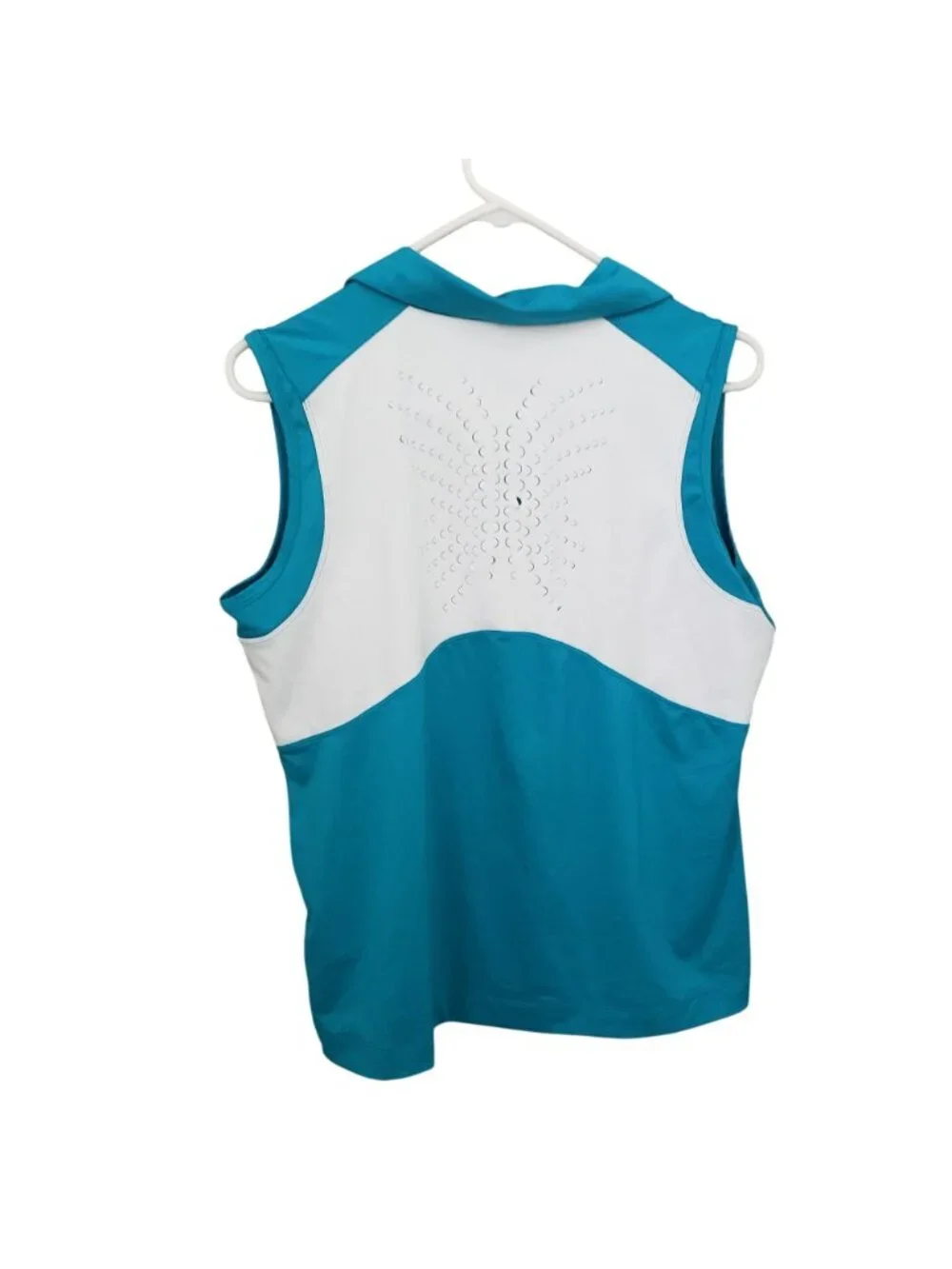 Nike Golf Womens Sleeveless Polo Shirt Turquoise Blue Dri-Fit Size Large